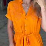 Orange short summer dress SS22-331-K-Realiz