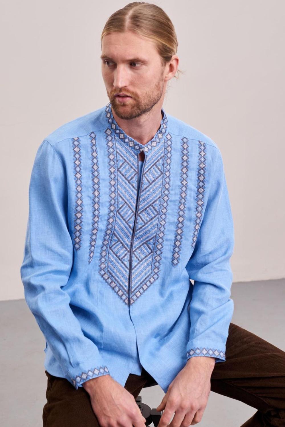 Vyshyvanka men's blue Mountains