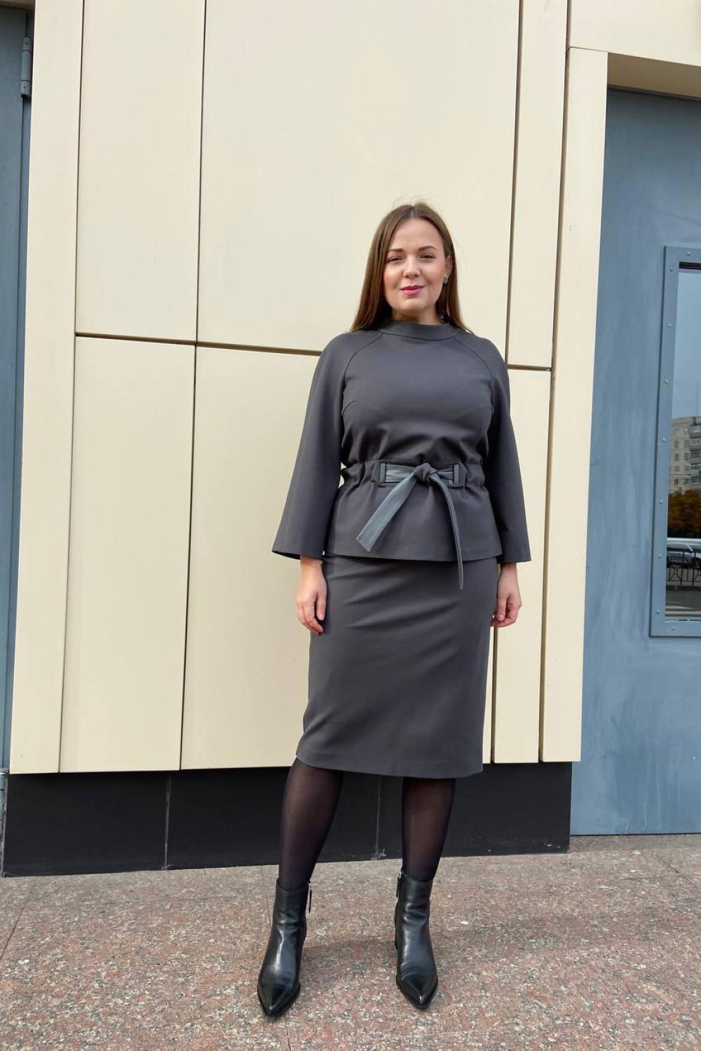 Women's graphite suit with skirt PS KV-3702 Petro Soroka