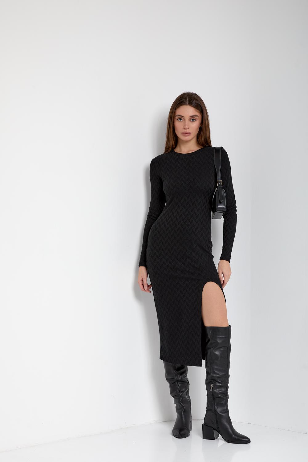 Dress black knitted silhouette 1418.1 Artmon