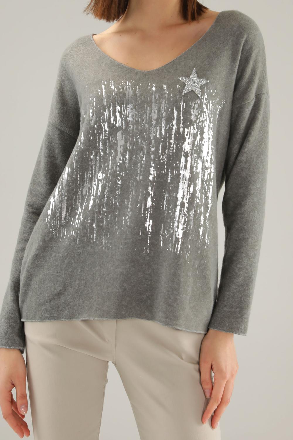 Jumper women's gray printed 199-22351B UNISONO
