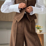 Classic women's chocolate brown cashmere three-piece suit 558_choco