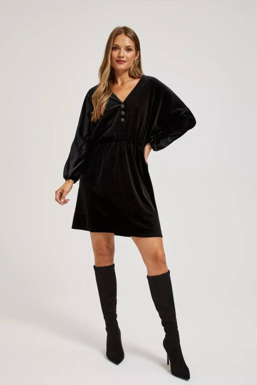 Black velor mini dress