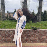 Long formal dress with blue flowers HARDY