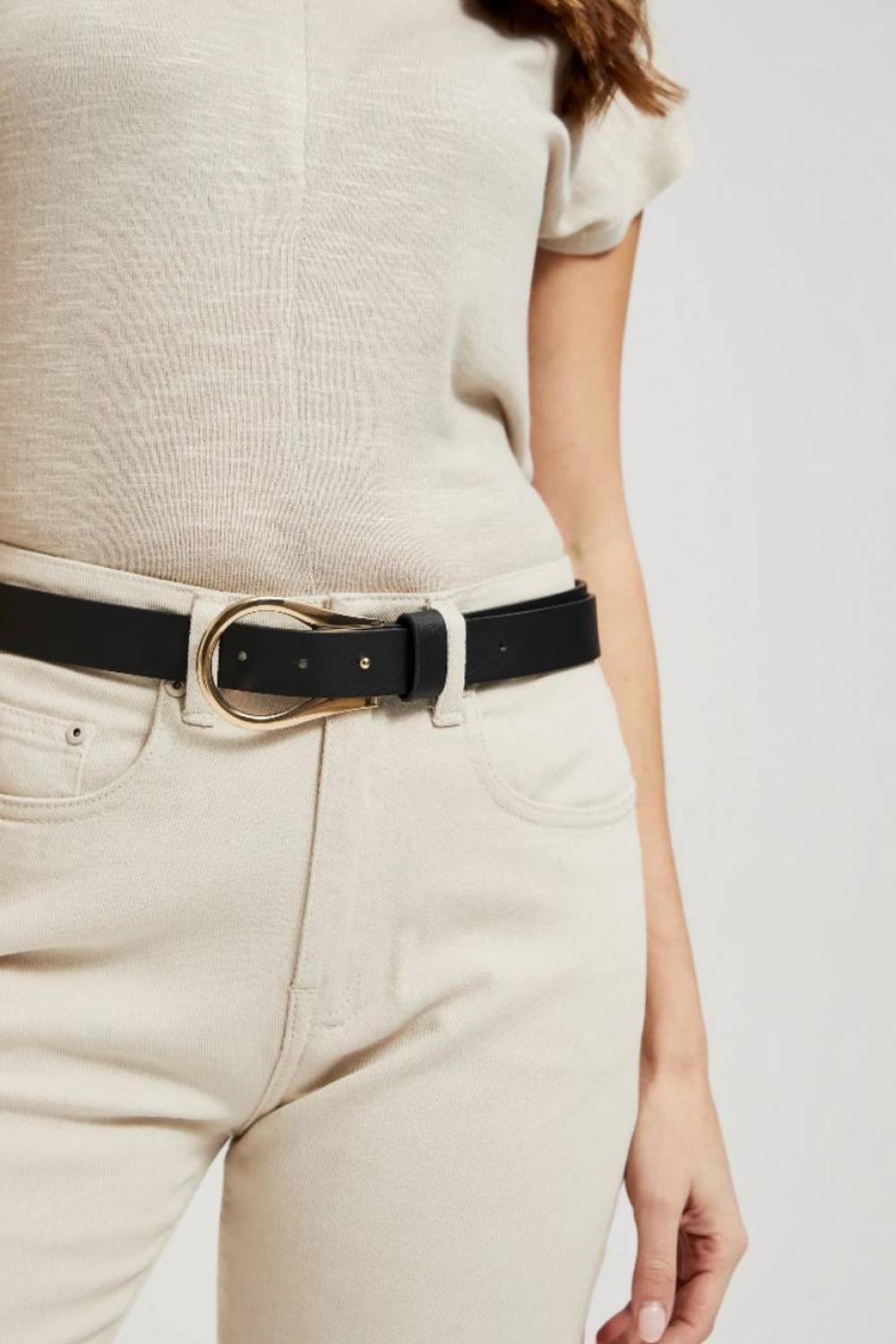 Black belt made of premium quality eco-leather