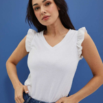 T-shirt white with a frill L-TS-4029 Moodo