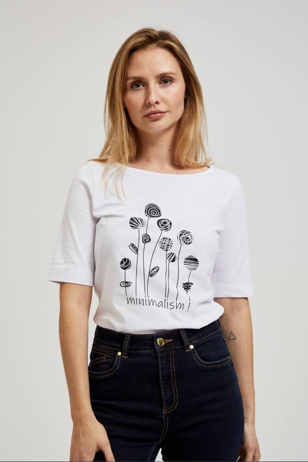Cotton T-shirt white with print MOODO