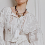 Women's white linen embroidered dress Natalka EMBROIDERED GEM