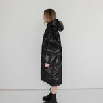 Black winter oversized down coat