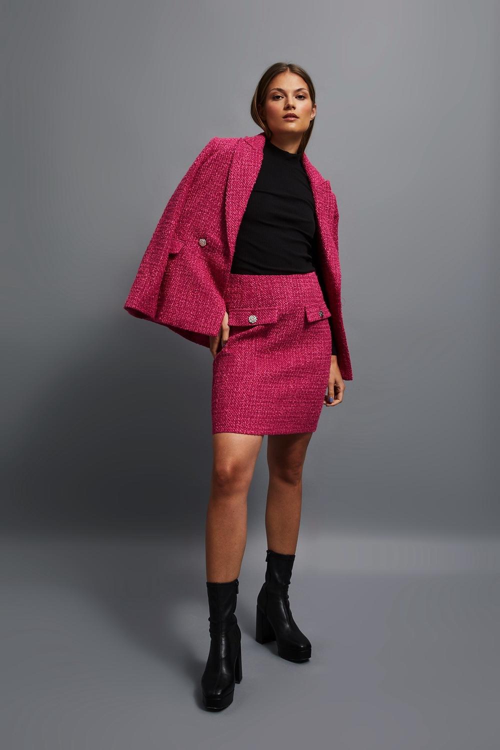 Women's fuchsia tweed jacket Z-MR-4204 MOODO