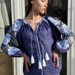 Designer blue embroidered blouse EMBROIDERED GEM