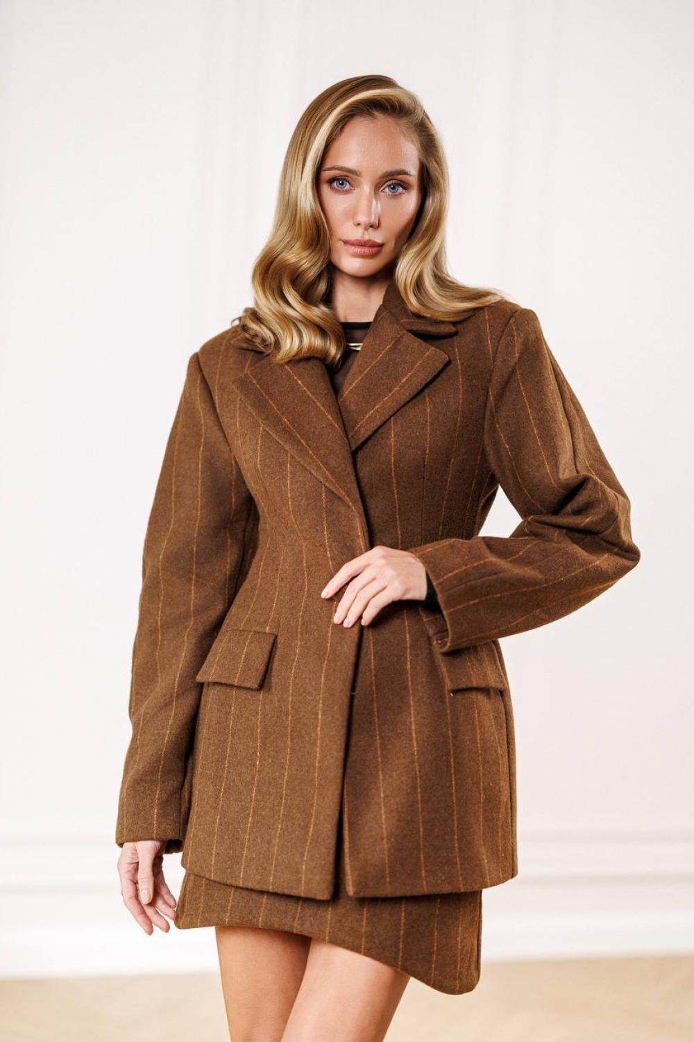 Suit with jacket and wool skirt 562_choco