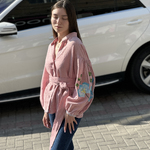 Embroidered jacket women's powder linen EMBROIDERED GEM