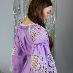 Cукня вишиванка жіноча лляна Рішельє лавандова EMBROIDERED GEM