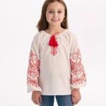 White embroidered shirt for girls with red