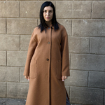 Women's demi-season cashmere coat in camel color 248C FINE LINE