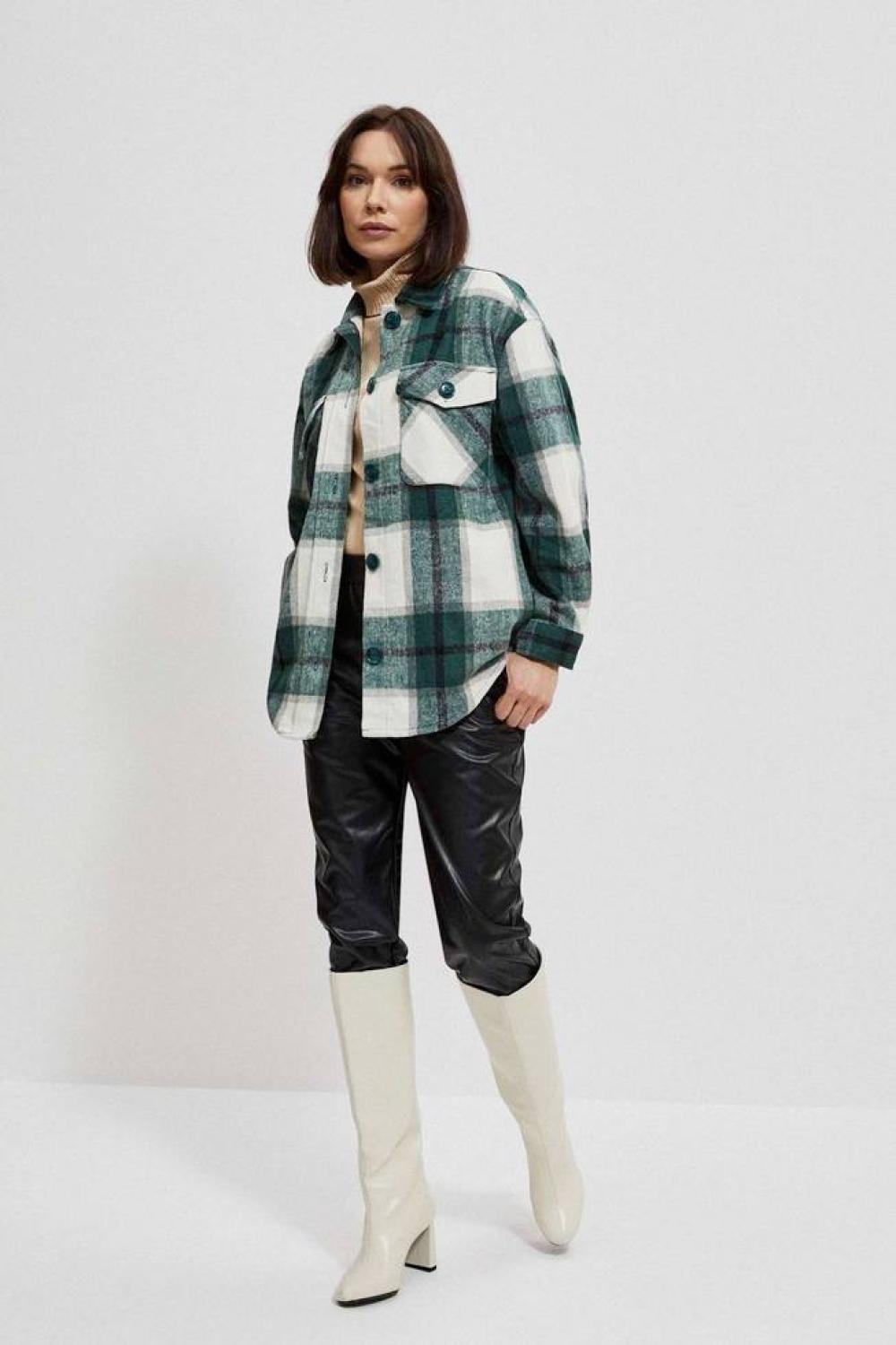 Green checked shirt jacket