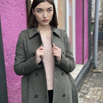 Vivalon double-breasted women's demi-season wool check trench coat