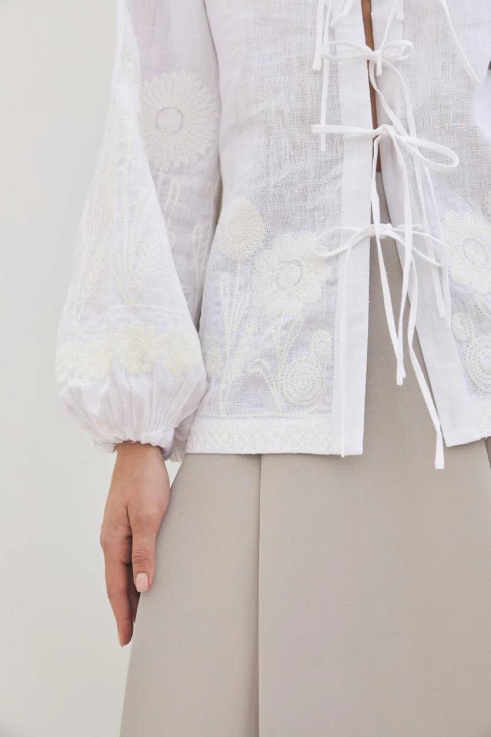 Embroidered women's blouse white on white author's work