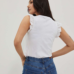 T-shirt white with a frill L-TS-4029 Moodo