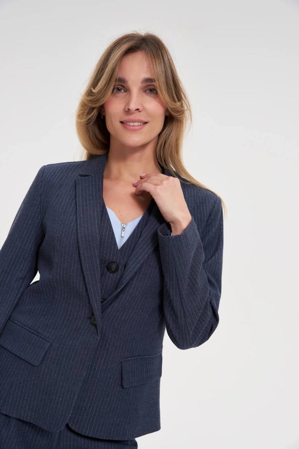 Women's blue striped jacket Z-MR-4814-L-realiz