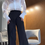 Black loose-fit pants with a wrap 444_black