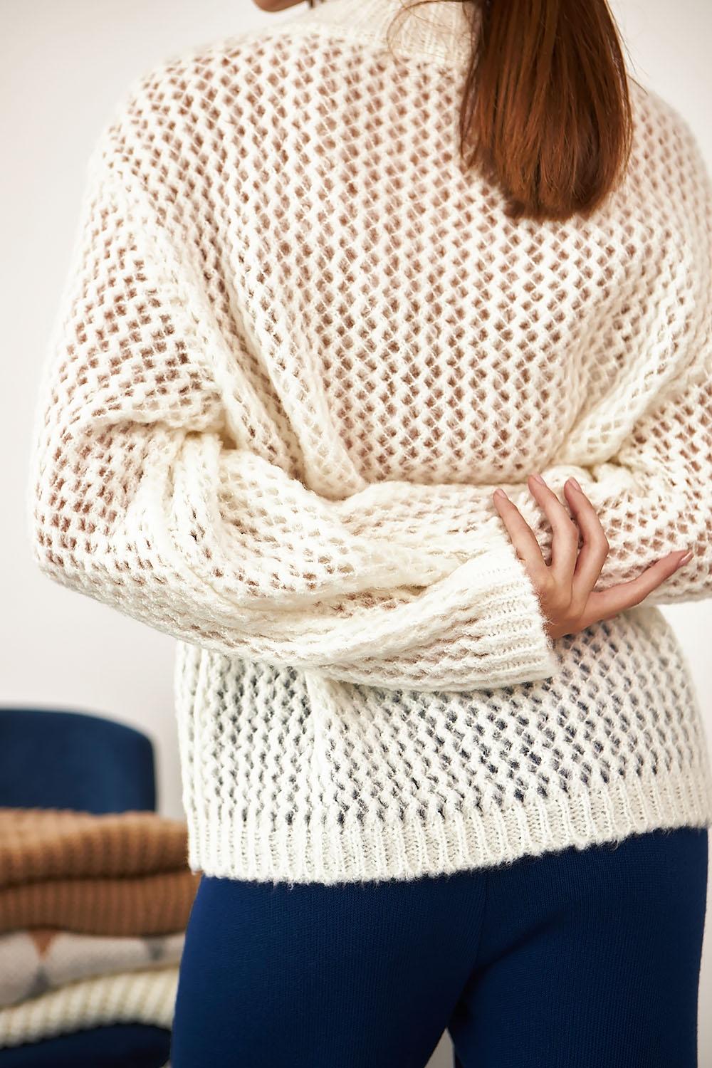 Women's white openwork sweater 2329 BELLISE