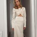 Long cream dress with slit 496_cream