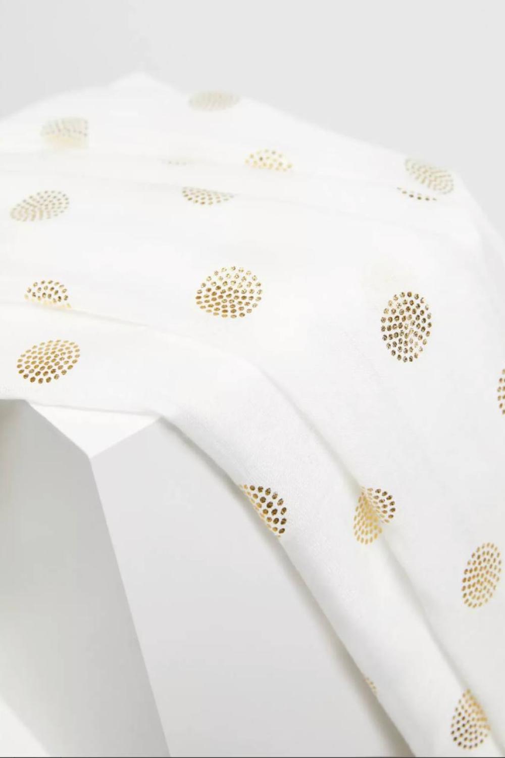 Light white scarf with gold print MOODO