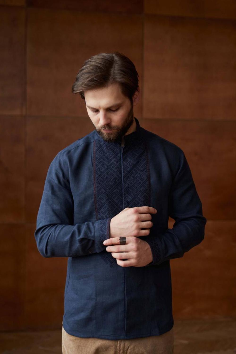 Men's embroidered linen shirt