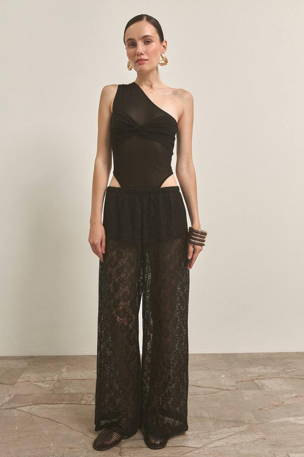 Black lace pants