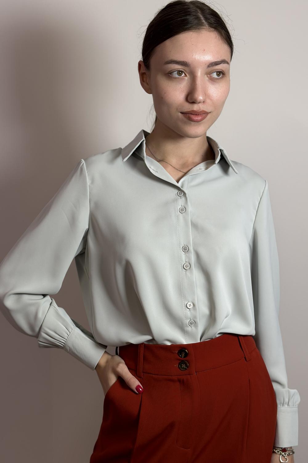 Blouse chiffon light gray 6403 AZURI