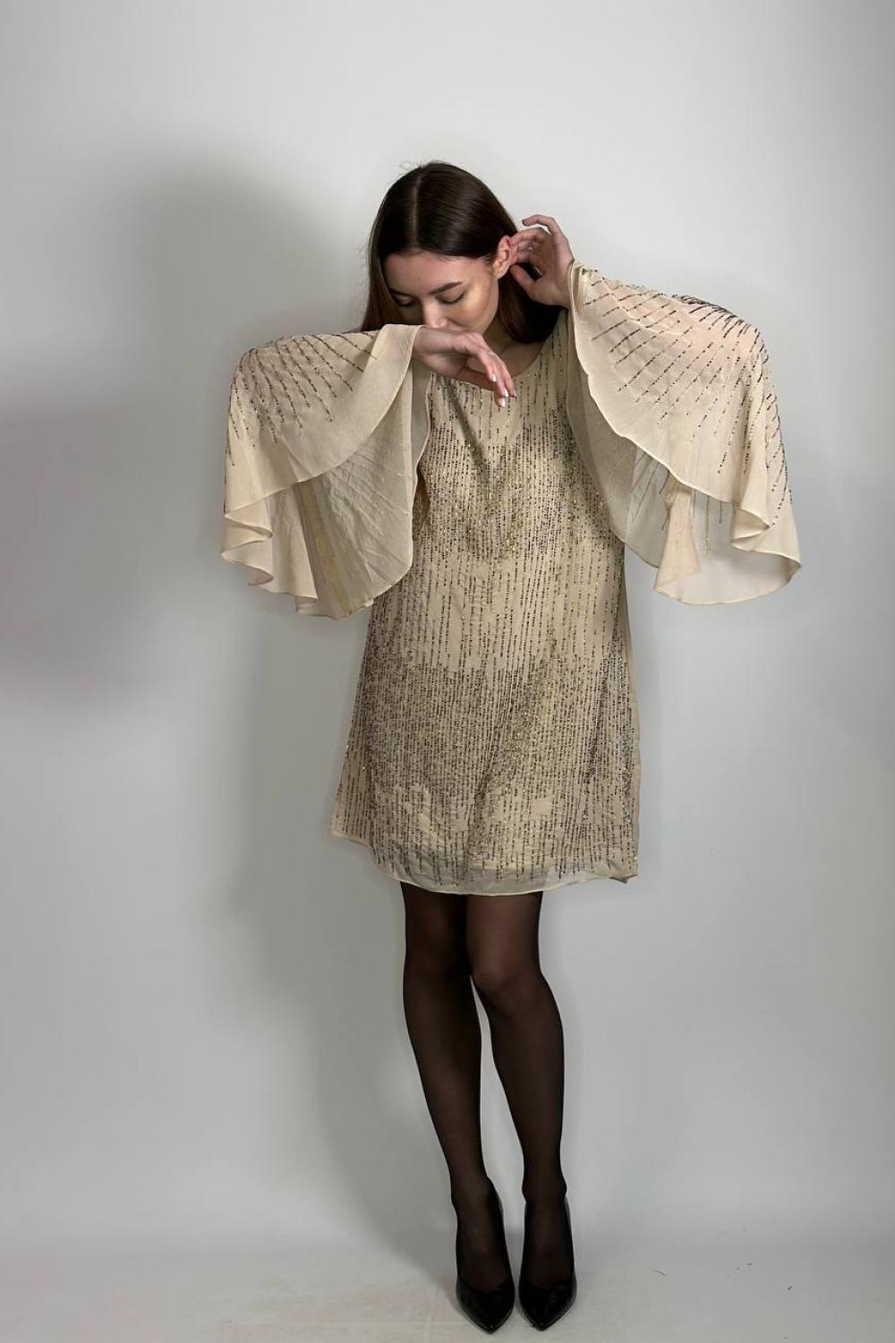 Short cocktail dress with stones Faust couture B-1074