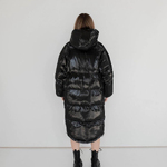 Black winter oversized down coat