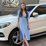 Сукня міді блакитна з льоном Stolyarchuk 891