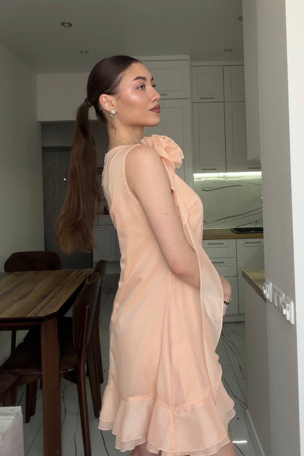 Short peach-colored party dress peach_dress