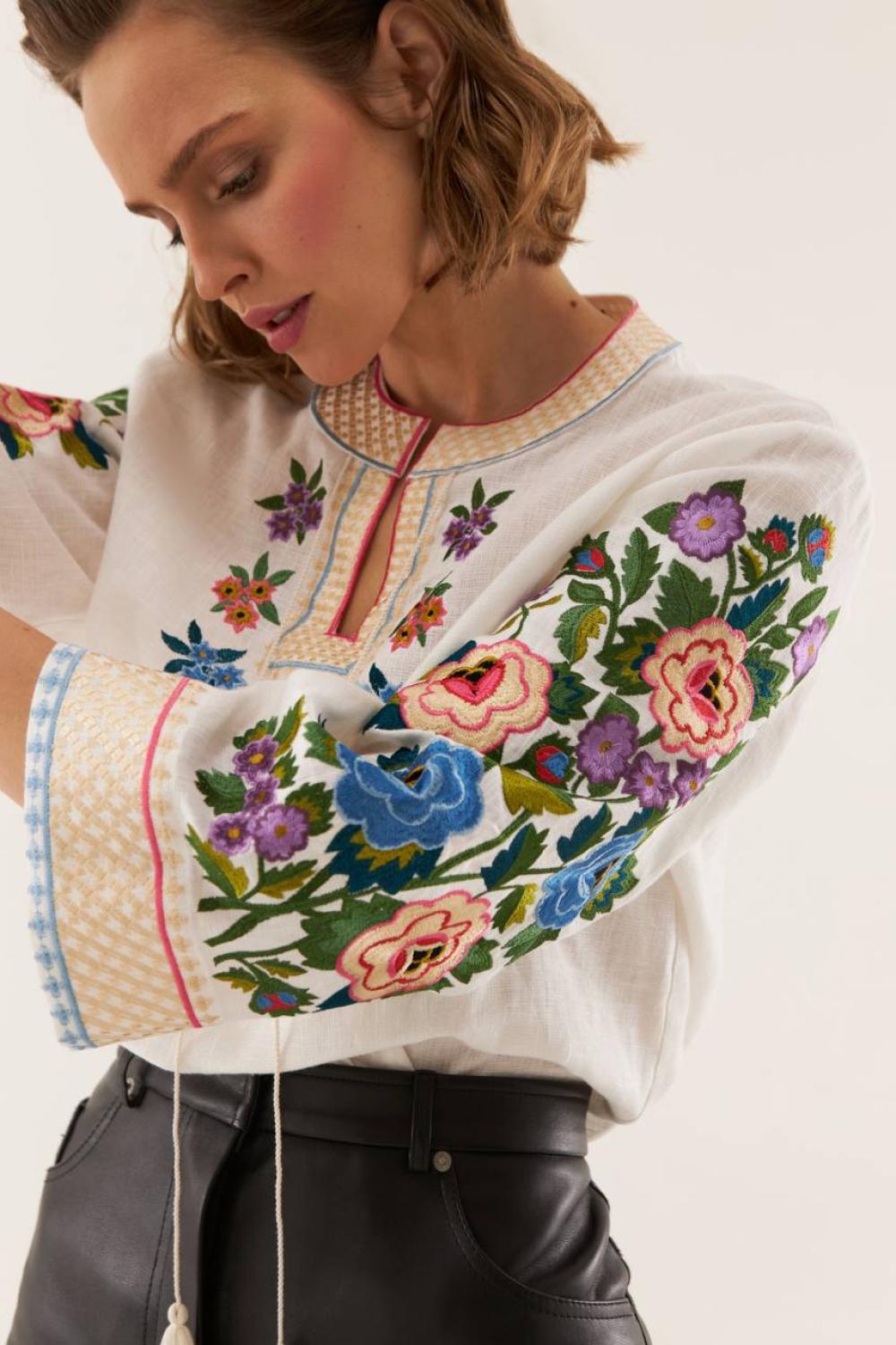 Women's embroidered linen shirt