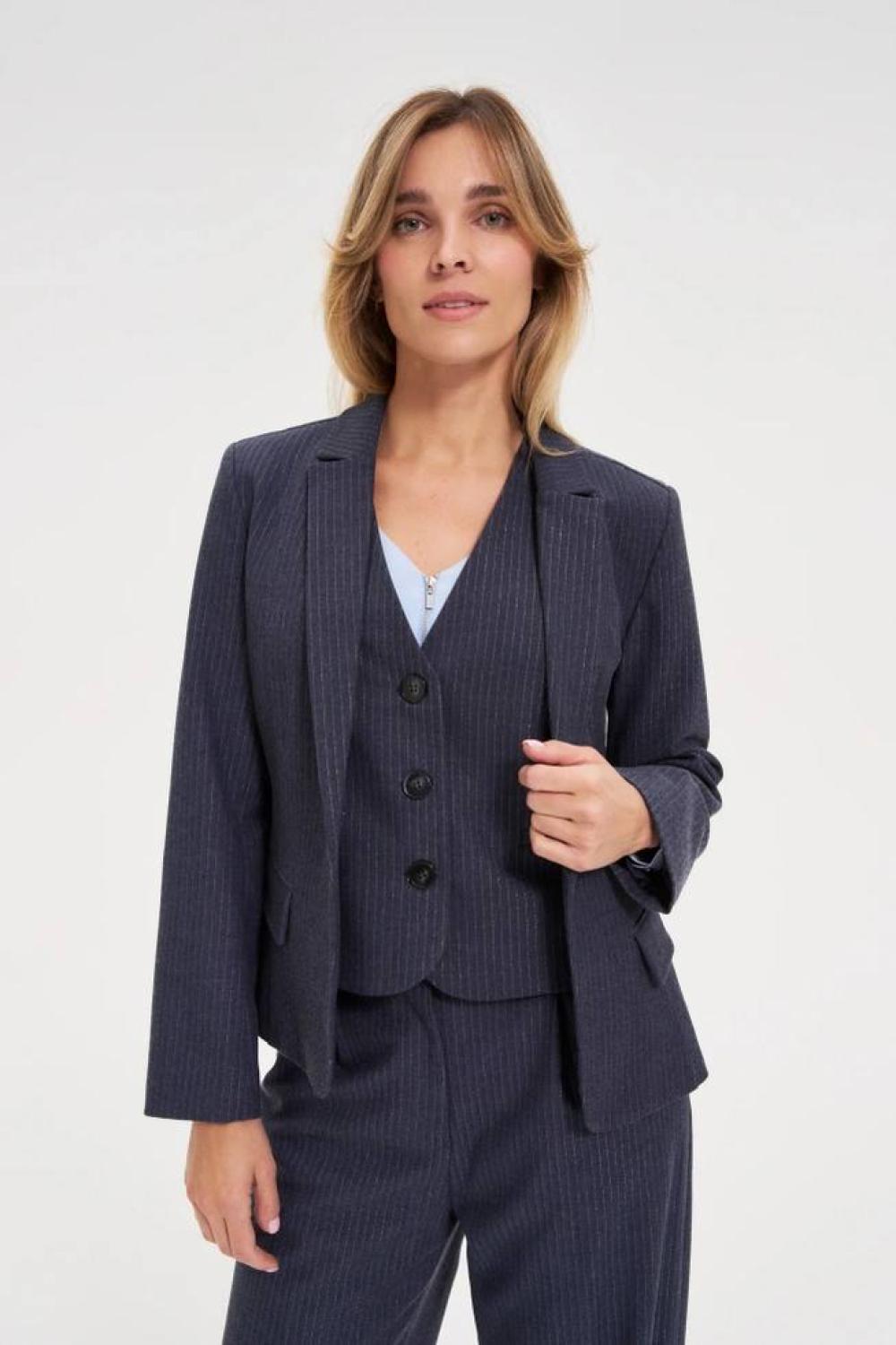 Women's blue striped jacket Z-MR-4814-L-realiz
