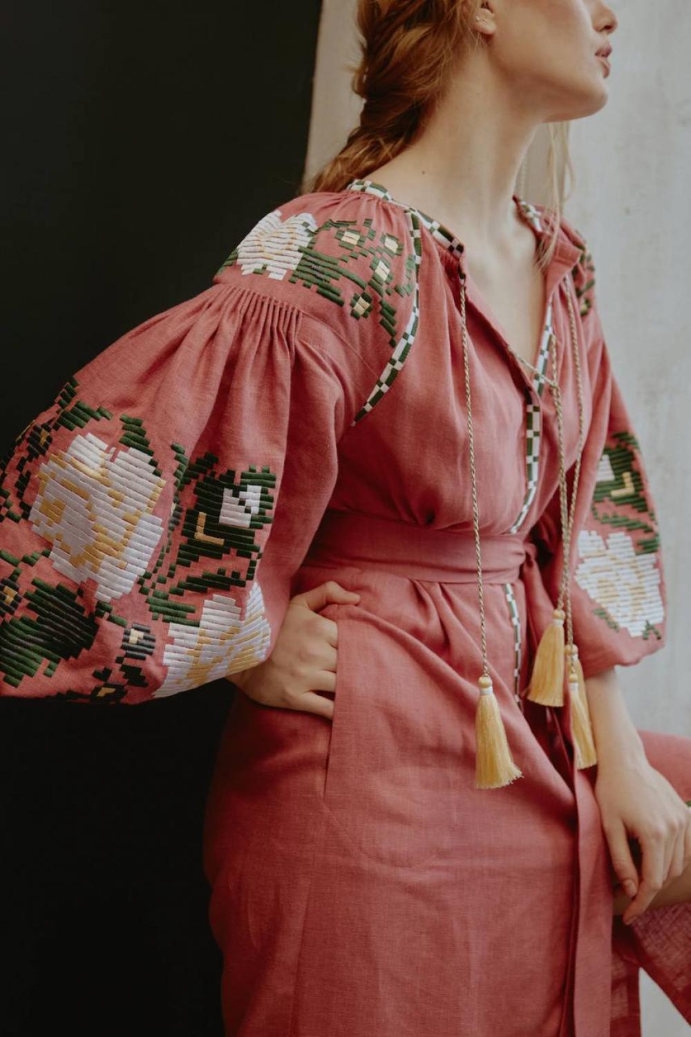 Women's  linen embroidered dress  EMBROIDERED GEM