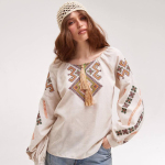 Embroidered women's beige Svyatoslava