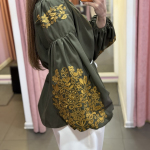 Women's khaki embroidered shirt with gold embroidery “NADIA”