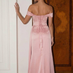 Powder-pink long evening dress 0030
