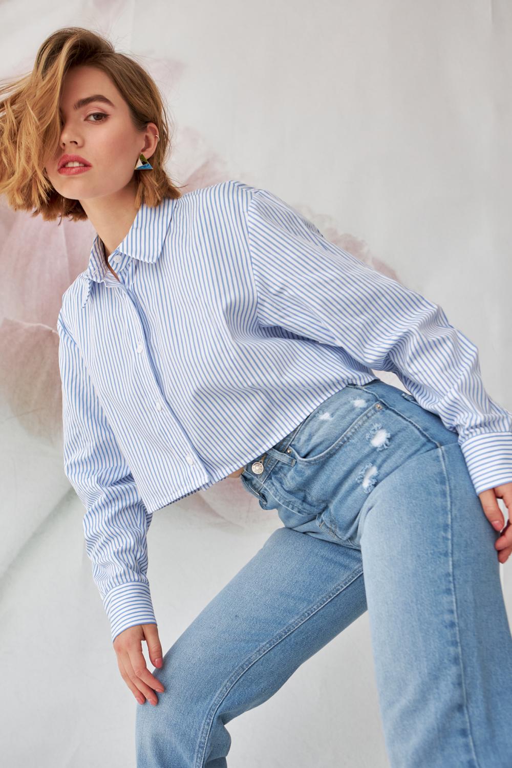 Shirt curtis blue striped cropped STIMMA