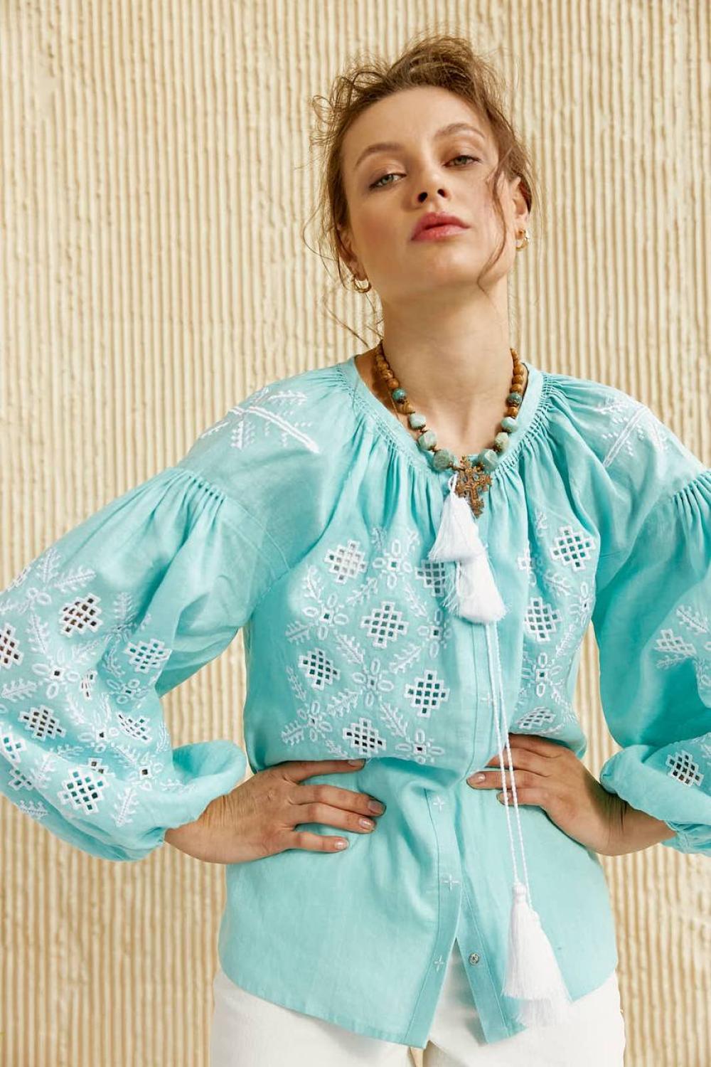 Boho EMBROIDERED GEM women's embroidered linen tiffany