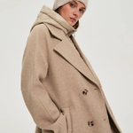 Beige women's coat with hood