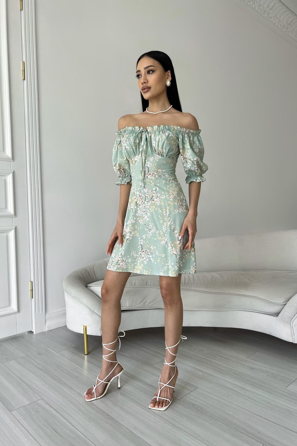Mini dress olive in floral print Larionoff
