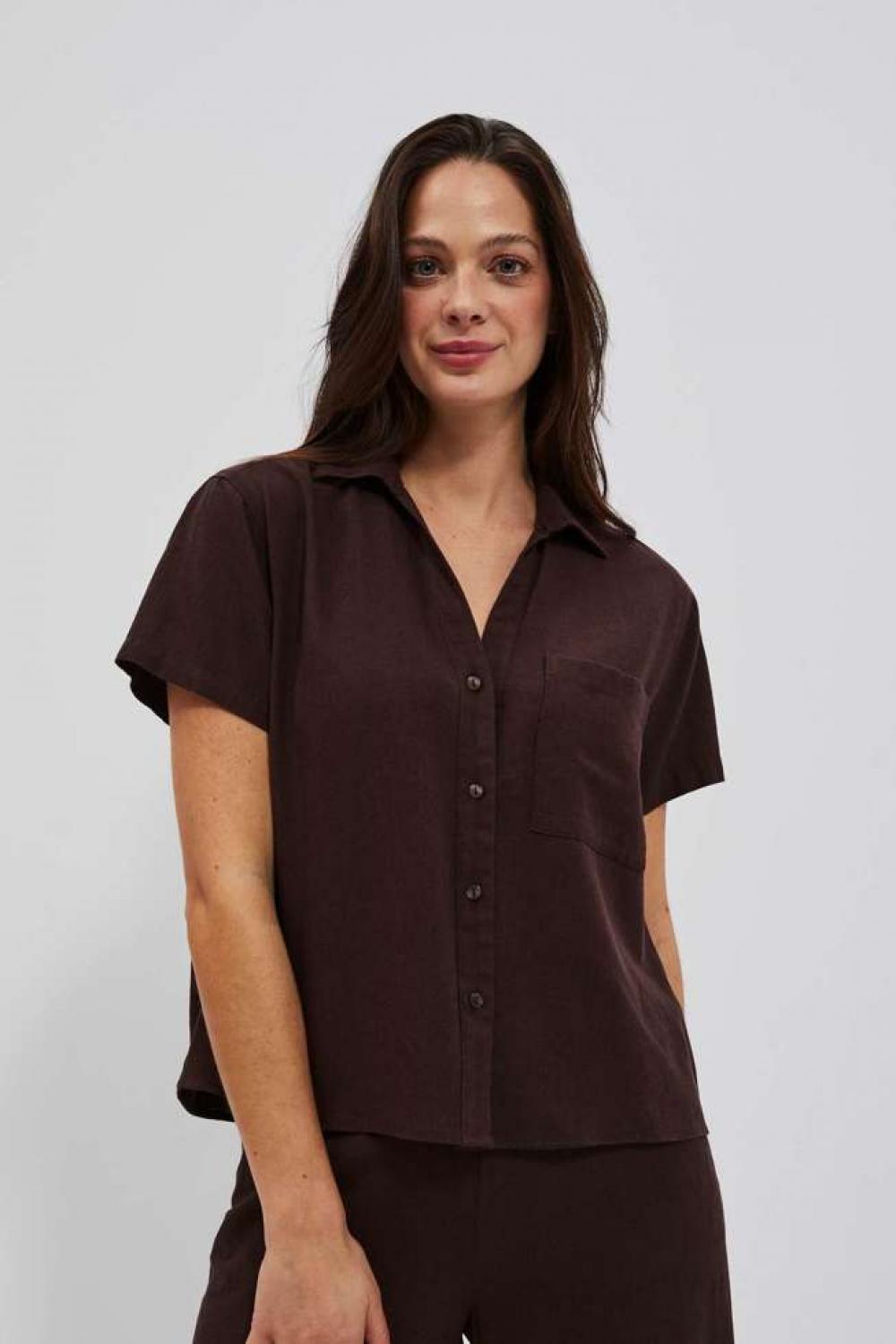 Blouse linen brown Moodo L-KO-4054