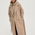 Beige women's coat with hood