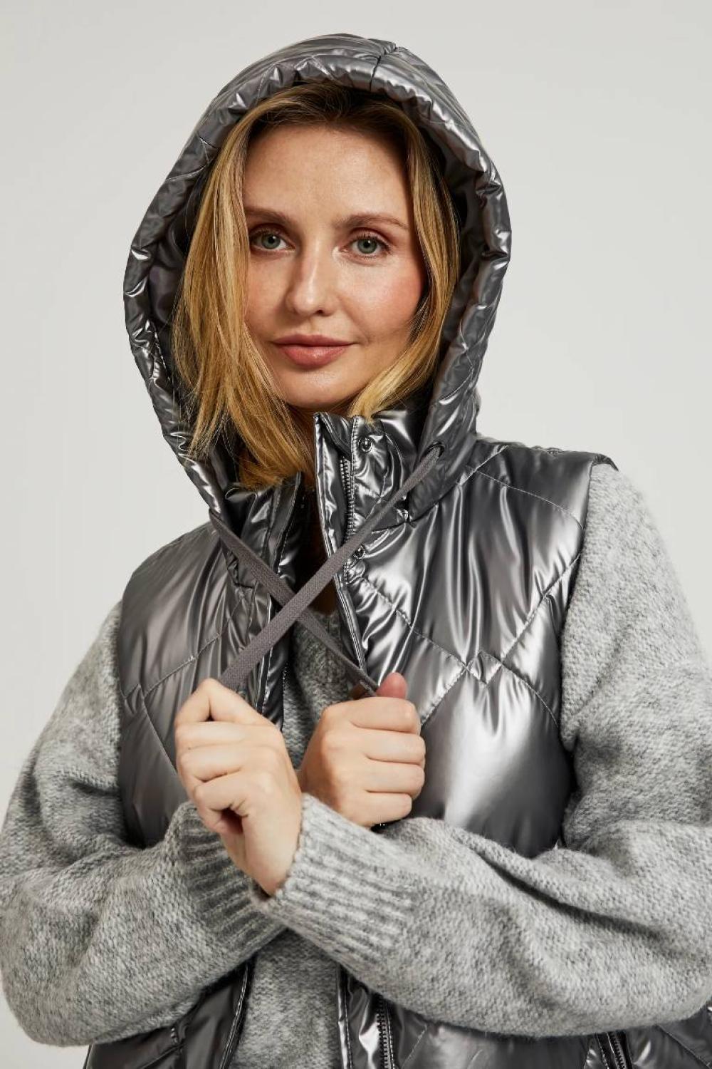 Warm gray vest extended