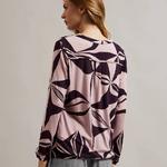 pink printed sweater
